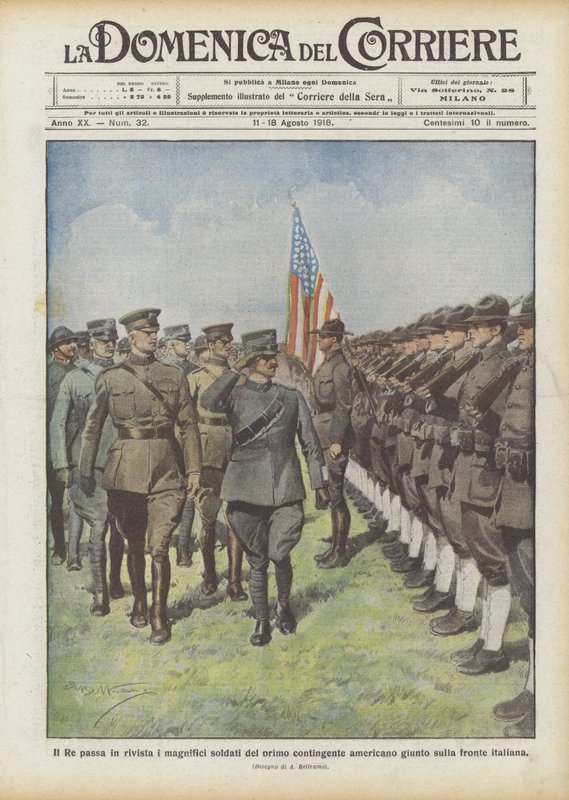 Le Roi passe en revue les magnifiques soldats du premier contingent américain arrivé sur le front italien - Achille Beltrame