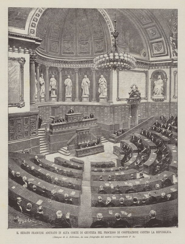 Le Sénat français réuni en Haute Cour de Justice pour le procès de conspiration contre la République - Achille Beltrame