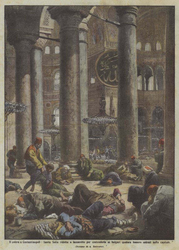 Le choléra à Constantinople, Sainte-Sophie transformée en lazaret pour la défendre contre les Bulgares - Achille Beltrame
