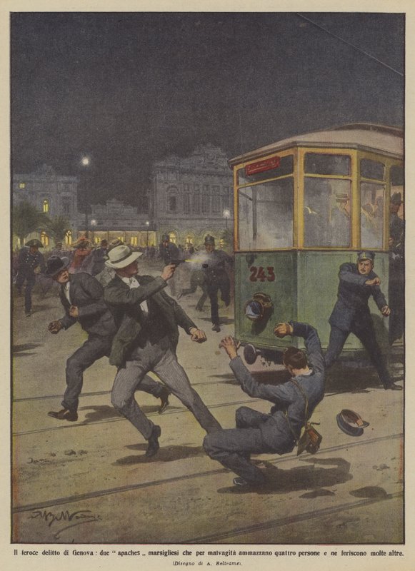 Le crime féroce de Gênes, deux apaches marseillais qui par méchanceté tuent quatre personnes... - Achille Beltrame