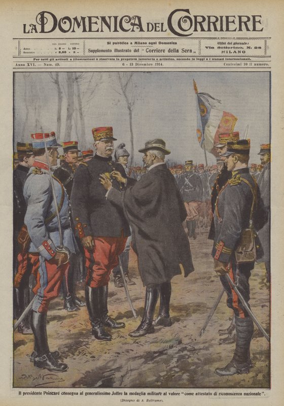 Le président Poincaré remet au généralissime Joffre la médaille militaire pour bravoure - Achille Beltrame