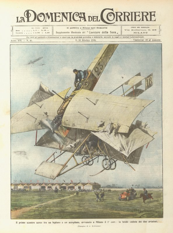 Le premier combat aérien entre un biplan et un avion, survenu à Milan le 1er courant ? - Achille Beltrame