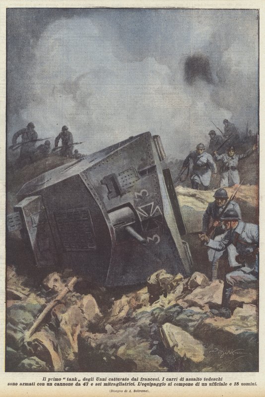 Le premier tank des Huns capturé par les Français - Achille Beltrame