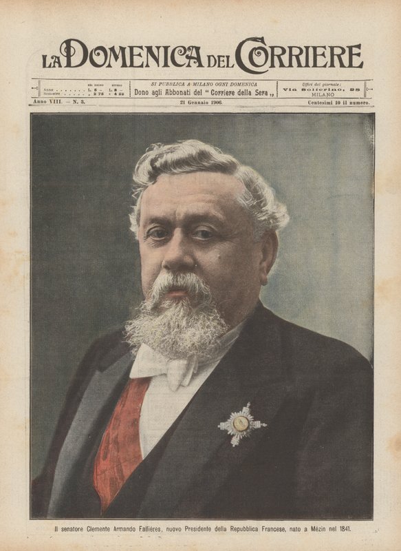 Le sénateur Clément Armand Fallières, nouveau Président de la République Française, né à Mézin en 1841 - Achille Beltrame