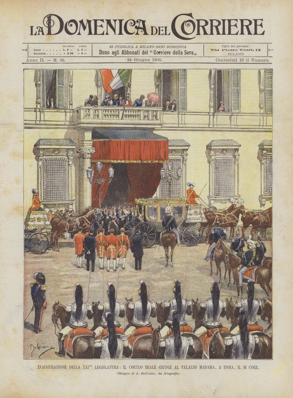 Inauguration de la XXIe législature, le cortège royal arrive au palais Madama, à Rome, le 16 courant - Achille Beltrame