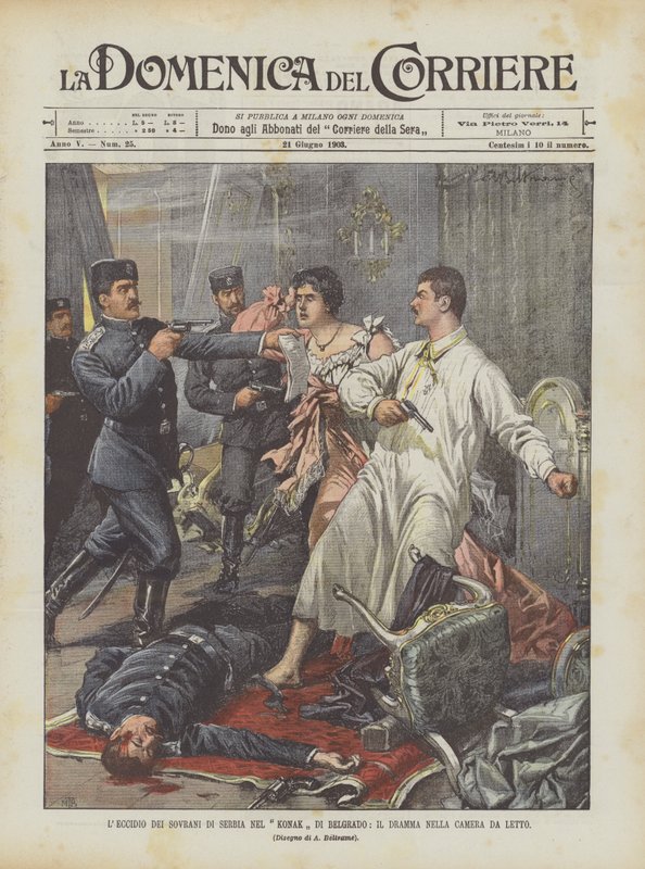 Le massacre des souverains de Serbie au Konak de Belgrade, le drame dans la chambre à coucher - Achille Beltrame