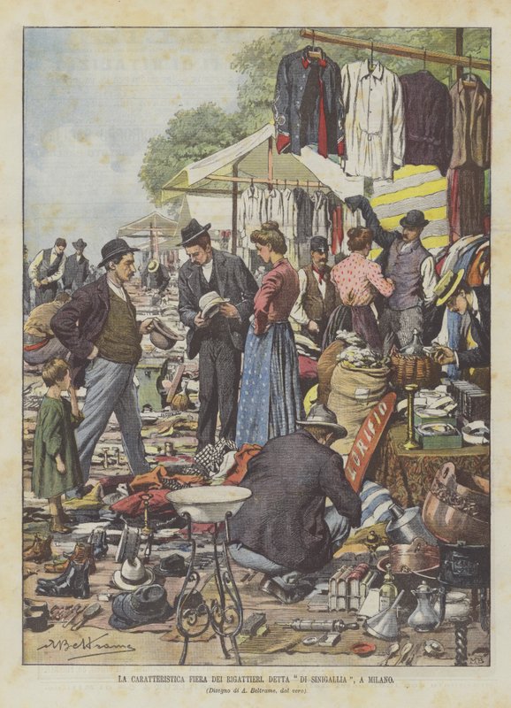 La foire caractéristique des brocanteurs, dite de Sinigallia à Milan - Achille Beltrame