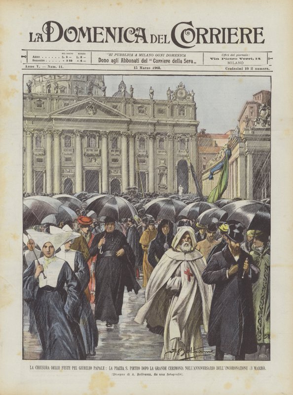 La clôture des fêtes pour le jubilé papal, la place Saint-Pierre après la grande cérémonie - Achille Beltrame