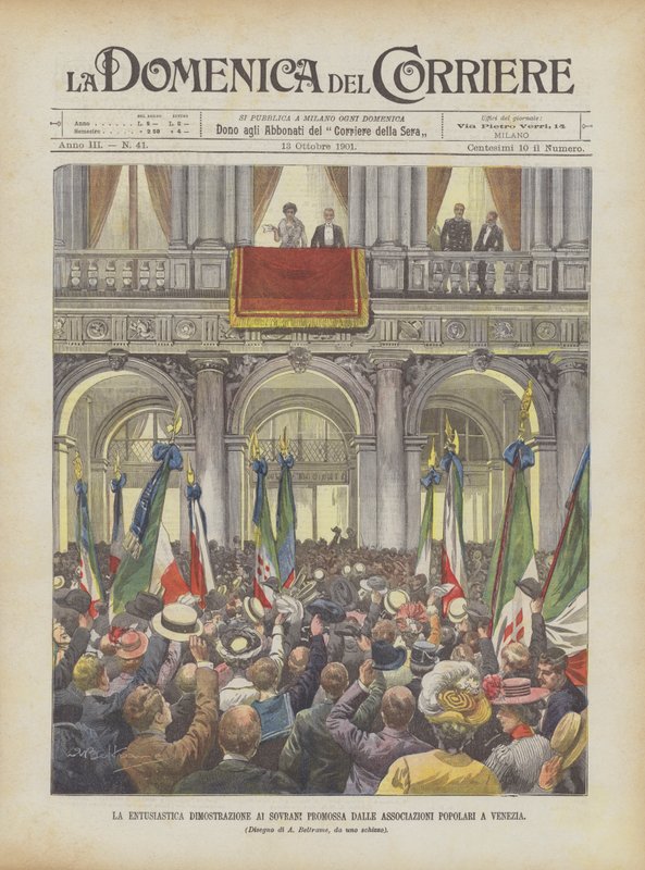 La démonstration enthousiaste des souverains promue par les associations populaires à Venise - Achille Beltrame