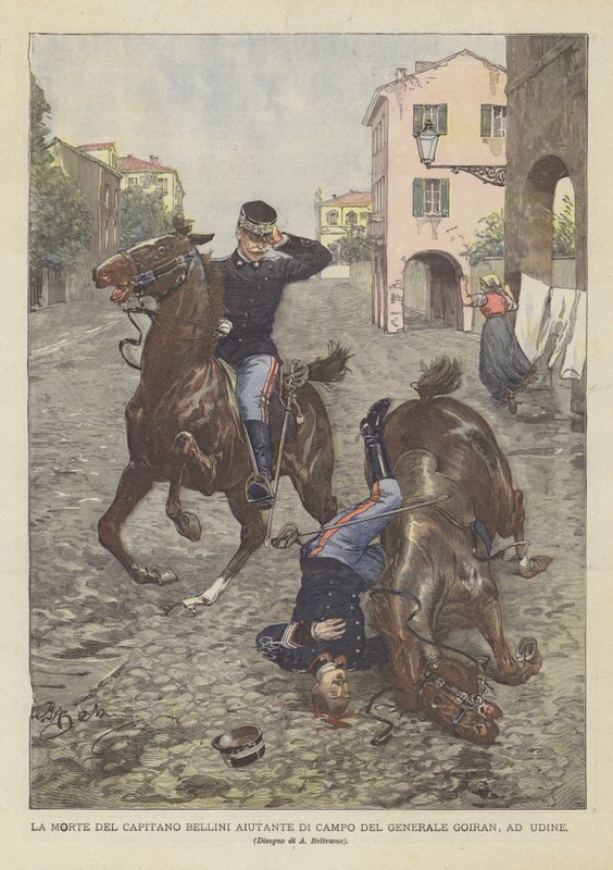 La mort du capitaine Bellini, aide de camp du général Goiran, à Udine - Achille Beltrame