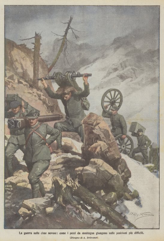 La guerre sur les sommets enneigés, comment les pièces de montagne atteignent les positions les plus difficiles - Achille Beltrame