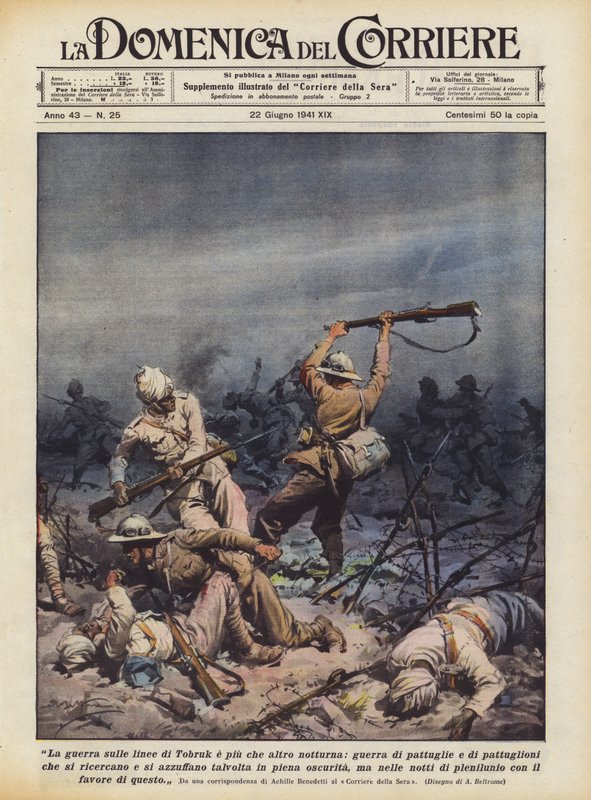 La guerre sur les lignes de Tobrouk, surtout nocturne, guerre de patrouilles - Achille Beltrame