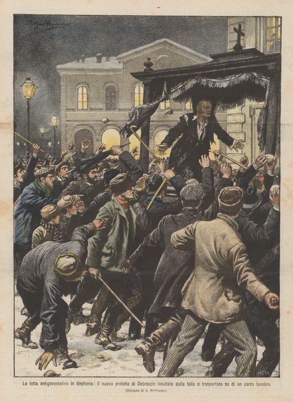 La lutte antigouvernementale en Hongrie, le nouveau préfet de Debrecen insulté par la foule - Achille Beltrame