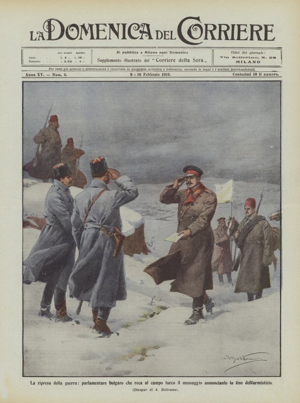 La reprise de la guerre, parlementaire bulgare apportant un message au camp turc - Achille Beltrame