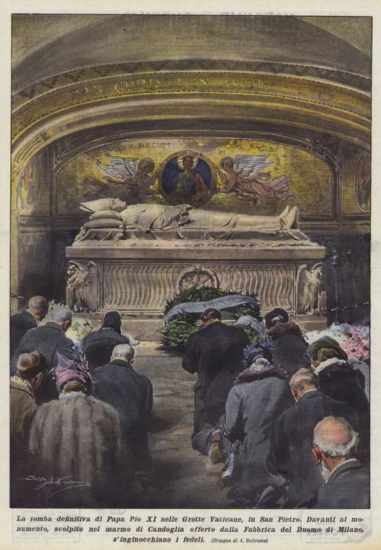 La tombe définitive du Pape Pie XI dans les grottes vaticanes, à Saint-Pierre - Achille Beltrame