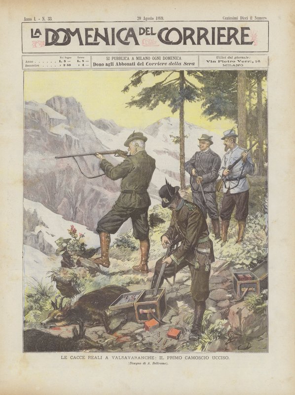 Les chasses royales à Valsavarenche, le premier chamois tué - Achille Beltrame