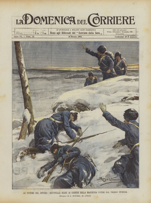Les victimes du devoir, sentinelles russes aux frontières de la Mandchourie tuées par le froid intense - Achille Beltrame