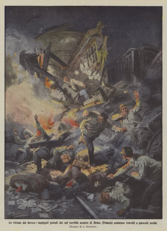 Les victimes du devoir, employés postaux qui, lors du terrible affrontement de Melun (France), sont allés - Achille Beltrame
