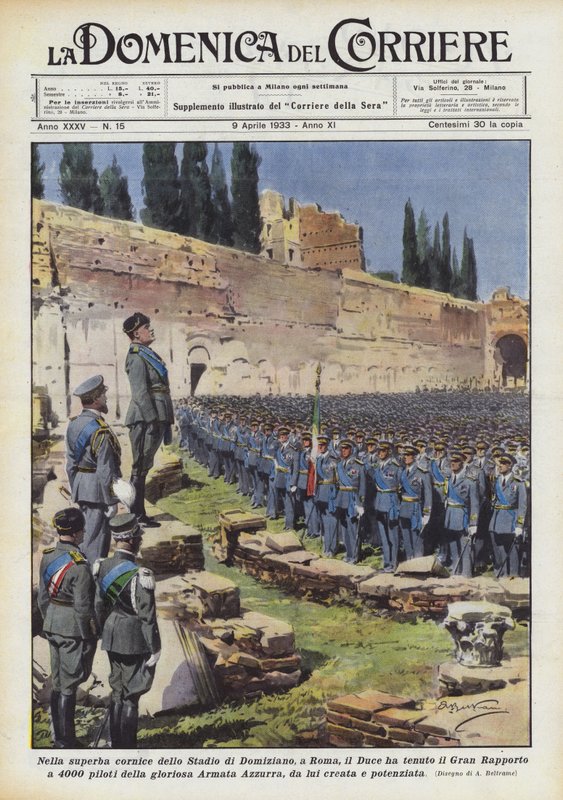 Dans le superbe cadre du Stade de Domitien, à Rome, le Duce a tenu le Grand Rapport à 4000 - Achille Beltrame