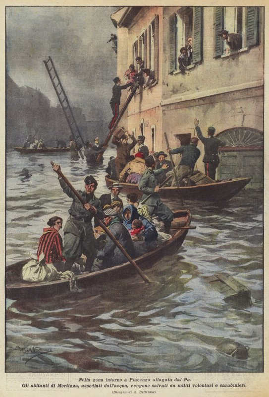 La zone autour de Plaisance inondée par le Pô - Achille Beltrame
