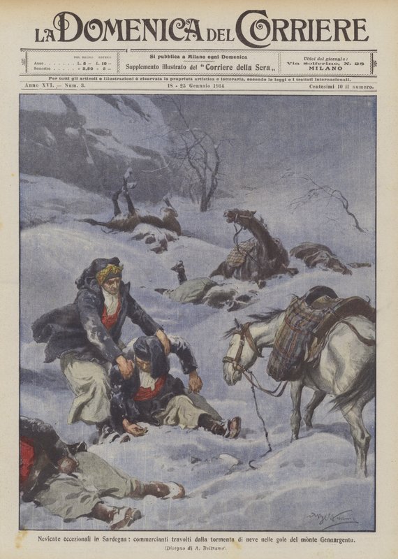Chutes de neige exceptionnelles en Sardaigne, commerçants emportés par la tempête de neige dans les gorges du mont Gennargentu - Achille Beltrame