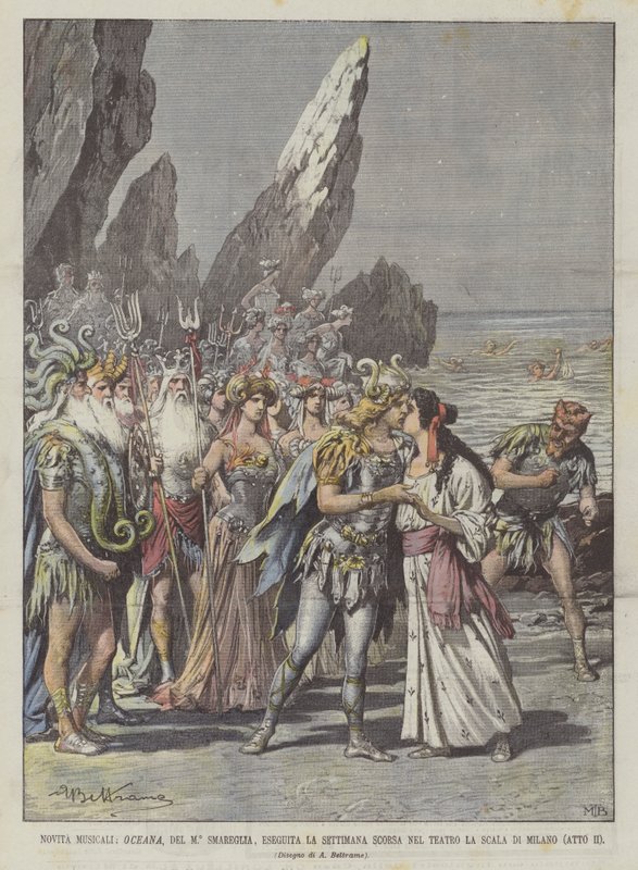 Nouveautés musicales, Oceana, du M° Smareglia, exécutée la semaine dernière au théâtre La Scala de Milan (Acte II) - Achille Beltrame