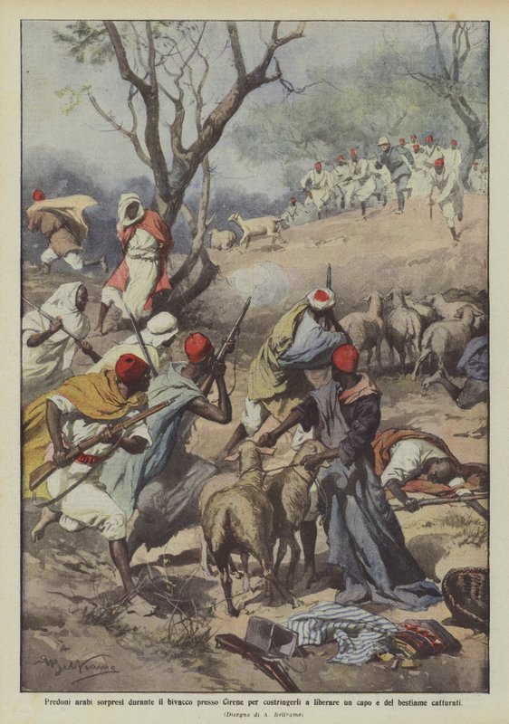 Des pillards arabes surpris pendant le bivouac près de Cyrène - Achille Beltrame