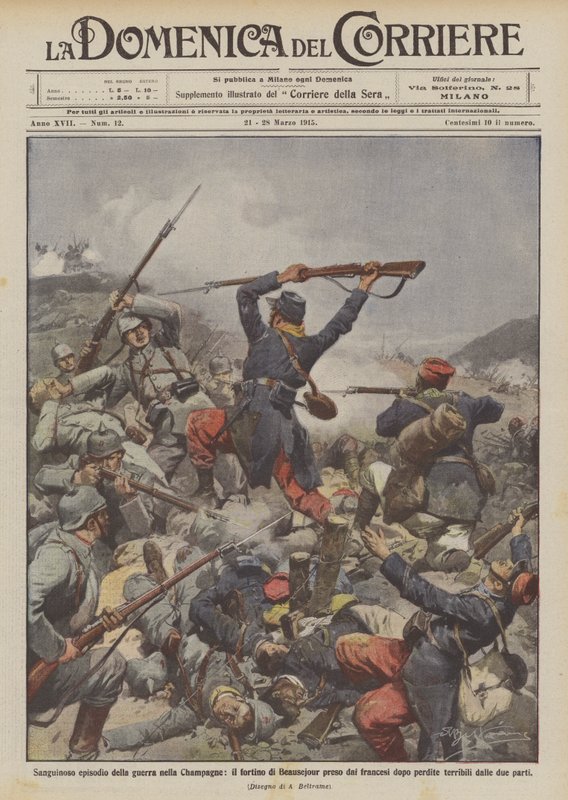 Épisode sanglant de la guerre en Champagne, le fortin de Beauséjour pris par les Français après - Achille Beltrame
