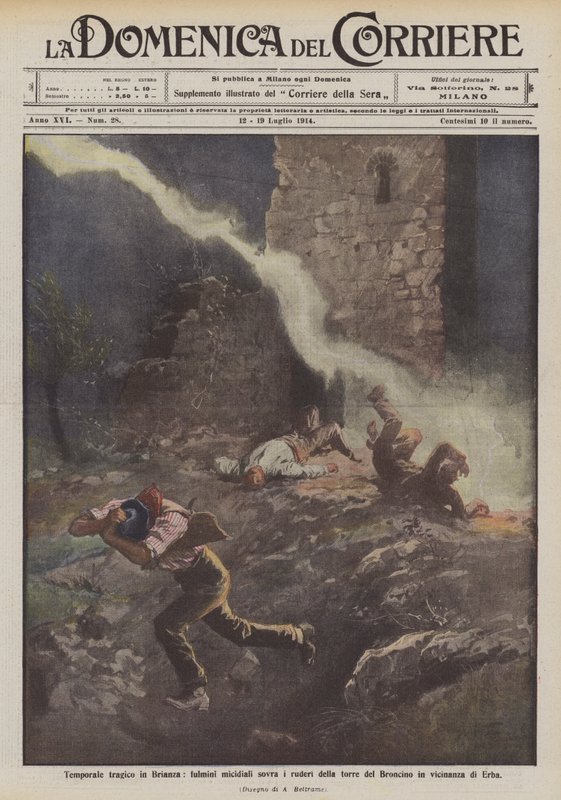 Orage tragique en Brianza, éclairs mortels sur les ruines de la tour du Broncino près d
