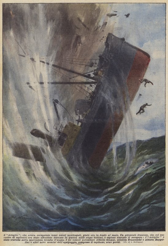 La Griffe, qui avait récupéré tant de trésors naufragés, repose maintenant au fond de la mer - Achille Beltrame