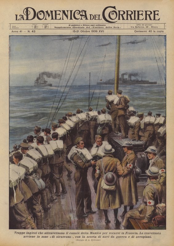 Troupes anglaises traversant la Manche pour se rendre en France - Achille Beltrame