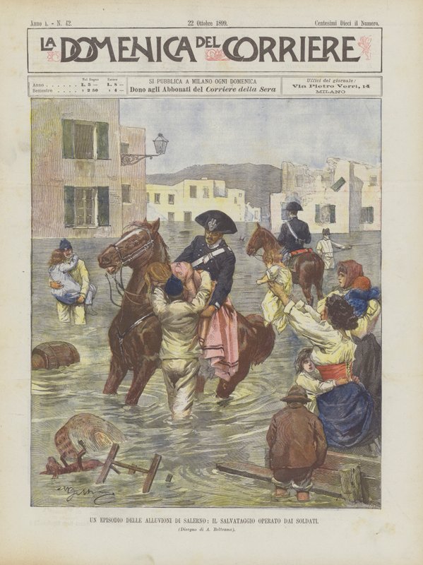 Un épisode des inondations de Salerne, le sauvetage opéré par les soldats - Achille Beltrame