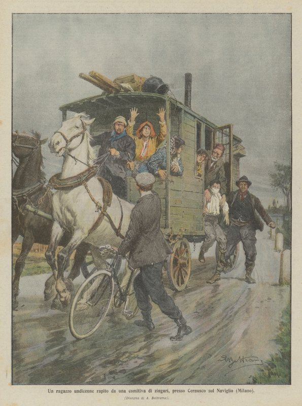 Un garçon de onze ans enlevé par une bande de gitans près de Cernusco sul Naviglio (Milan) - Achille Beltrame