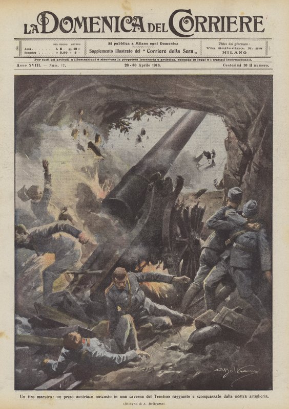 Un tir de maître, une pièce autrichienne cachée dans une caverne du Trentin atteinte et détruite - Achille Beltrame