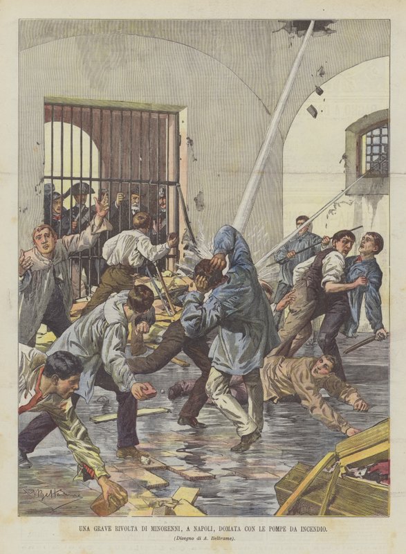 Une grave révolte de mineurs à Naples, réprimée avec les pompes à incendie - Achille Beltrame