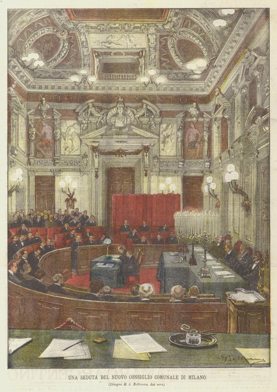 Une séance du nouveau conseil municipal de Milan - Achille Beltrame