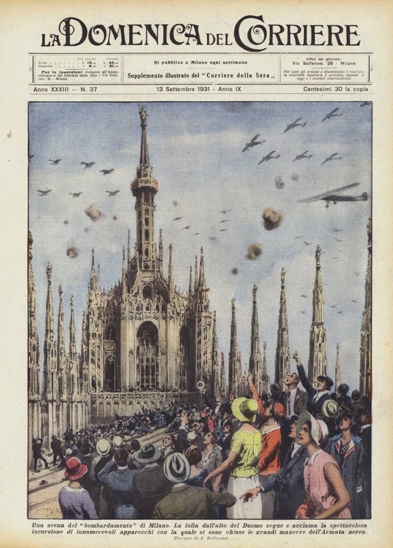 Une scène du bombardement de Milan - Achille Beltrame