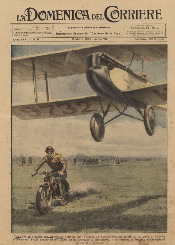 Un défi de vitesse entre un petit avion, un Tignola, et une puissante motocyclette - Achille Beltrame