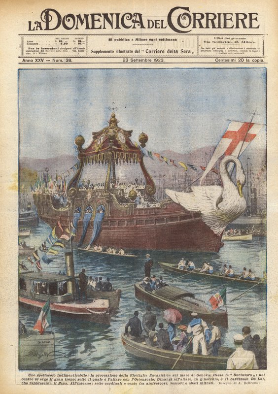Un spectacle inoubliable, la procession de la Flottille Eucharistique sur la mer de Gênes - Achille Beltrame