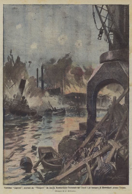 Vingt-deux Caproni, escortés par des Nieuport de chasse, bombardent l