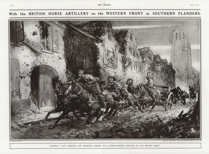 Artillerie à cheval britannique sur le front occidental en Flandre méridionale, Première Guerre mondiale - Addison Thomas Millar