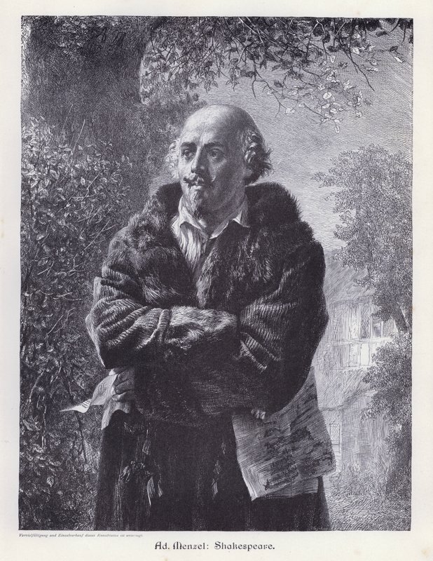 William Shakespeare, dramaturge anglais - Adolph Friedrich Erdmann von (after) Menzel