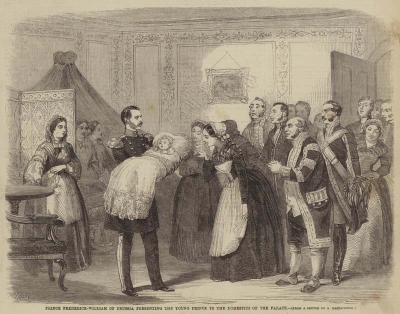 Le prince Frédéric-Guillaume de Prusse présentant le jeune prince aux domestiques du palais - Albert Kretschmer