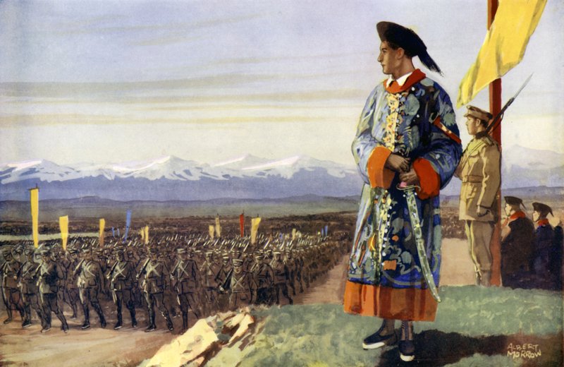 Un garçon britannique passe en revue son armée chinoise - Albert Morrow