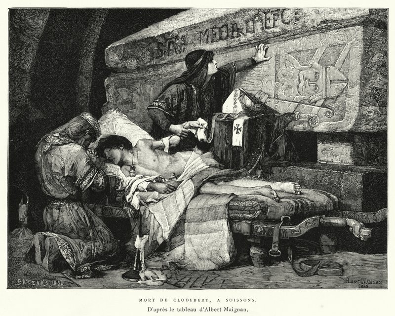 Mort De Clodebert, À Soissons (gravure) - Albert Pierre René (after) Maignan