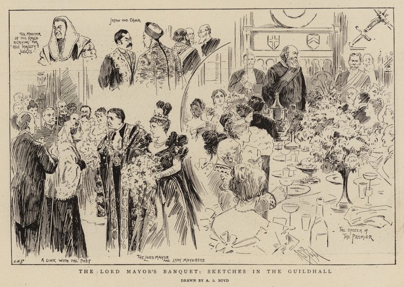 Le Banquet du Lord Maire, Croquis dans le Guildhall - Alexander Stuart Boyd