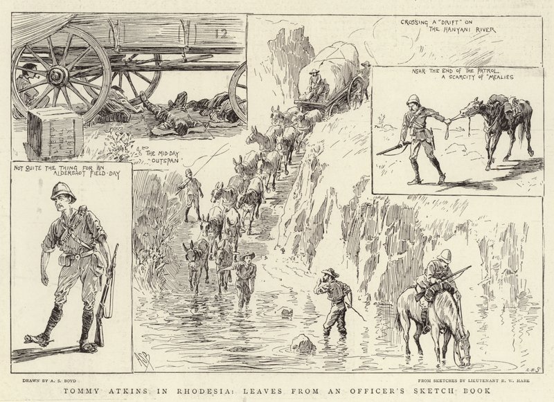 Tommy Atkins en Rhodésie, feuilles du carnet de croquis d
