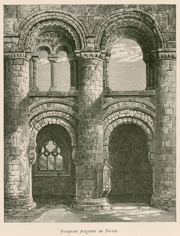 Abbaye de Jedburgh, Arches normandes dans la nef - Alexander Francis Lydon