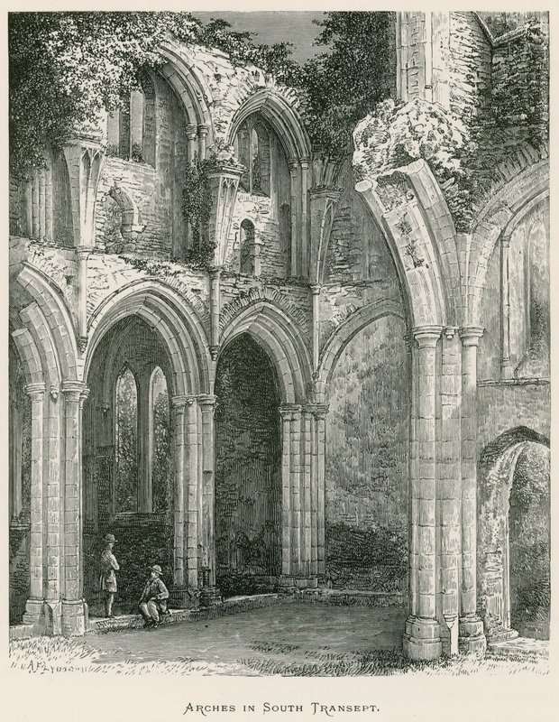 Abbaye de Netley, Arches dans le transept sud (gravure) - Alexander Francis Lydon