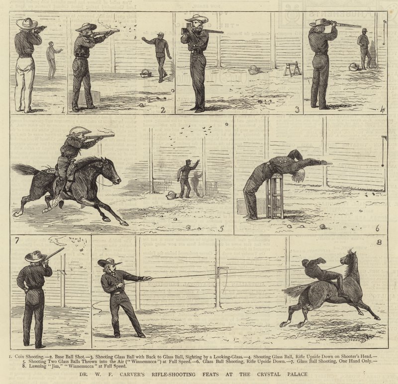 Les exploits de tir à la carabine du Dr W F Carver au Crystal Palace - Alfred Chantrey Corbould